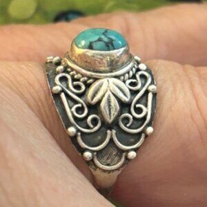 VTG Turquoise Sterling Silver Ring  Stamped 925  Native American Bohemian SZ 6.5